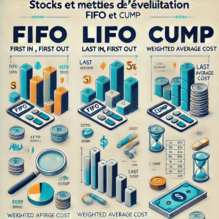 Illustration des méthodes d’évaluation des stocks : FIFO, LIFO et CUMP en comptabilité analytique.