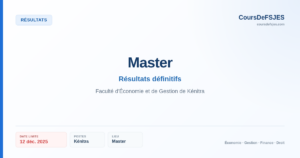 Résultats définitifs – Master – Faculté d'Économie et de Gestion de Kénitra