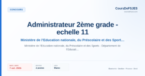 Concours – Administrateur 2ème grade - echelle 11 – Ministère de l’Education nationale, du Préscolaire et des Sports - Département de l’Education nationale
