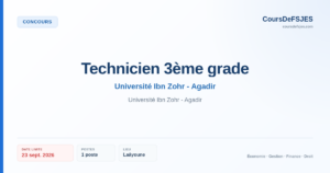 Concours – Technicien 3ème grade – Université Ibn Zohr - Agadir