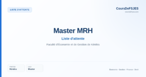 Liste d'attente – Master MRH – Faculté d'Économie et de Gestion de Kénitra