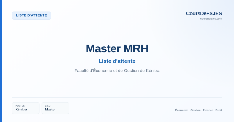 Liste d'attente – Master MRH – Faculté d'Économie et de Gestion de Kénitra