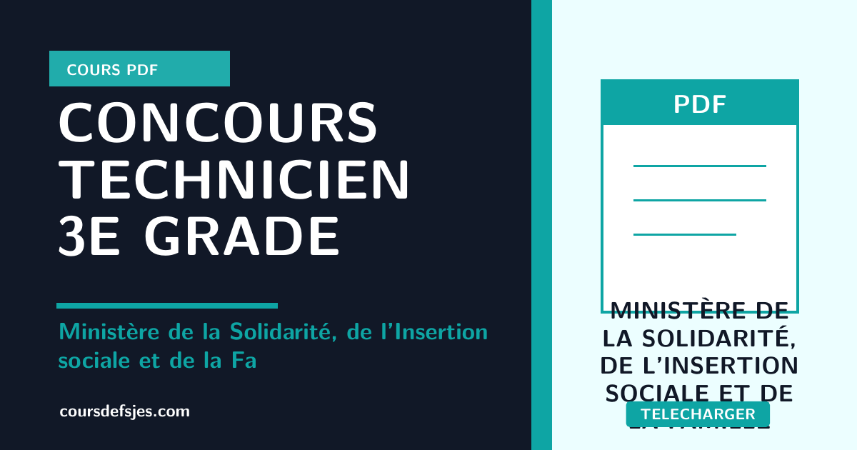 Concours de recrutement — Technicien de 3ème grade - echelle 9 - Gestion des entreprises et commerce — Ministère de la Solidarité, de l'Insertion sociale et de la Famille