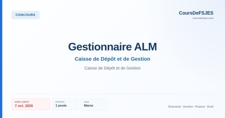 Concours – Gestionnaire ALM – Caisse de Dépôt et de Gestion