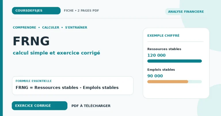 FRNG : comparaison des ressources et emplois stables dans un exercice corrigé